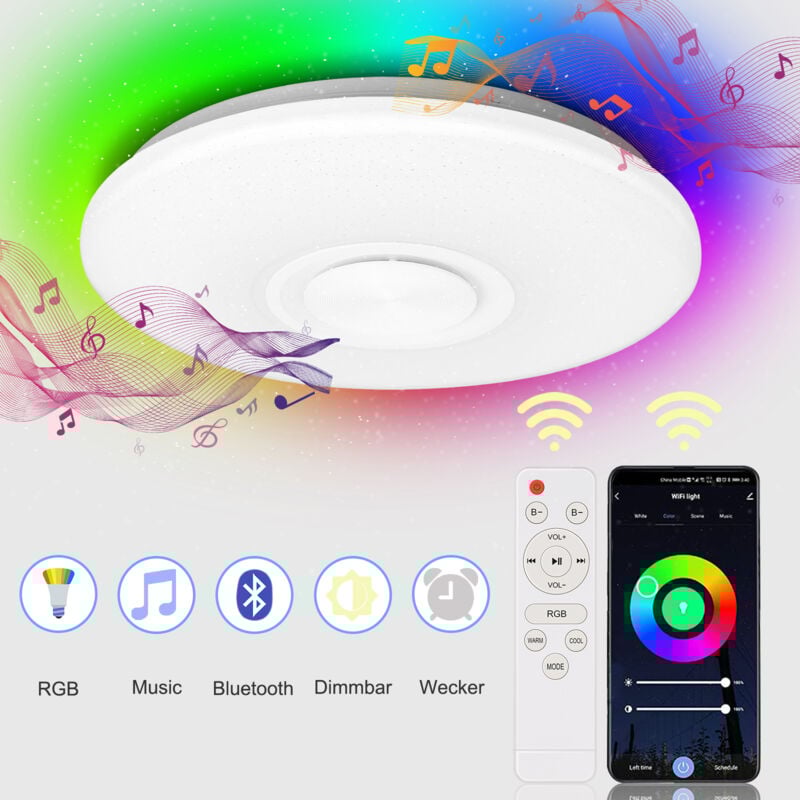 immagine 0 del prodotto swanew plafoniera led bluetooth con altoparlante, telecomando e colori rgb per soggiorno e camera da letto