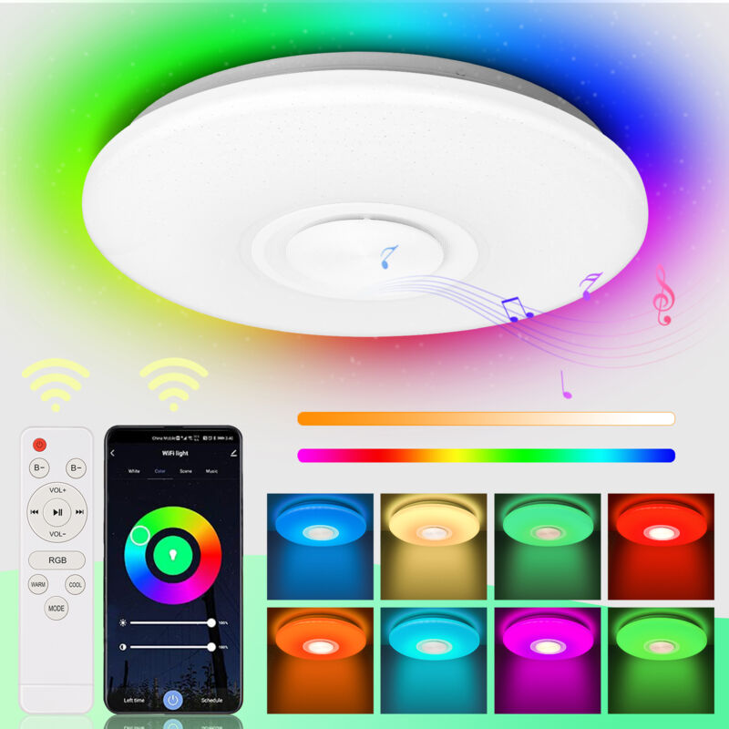foto del prodotto swanew plafoniera led con musica e altoparlante bluetooth 36w con telecomando