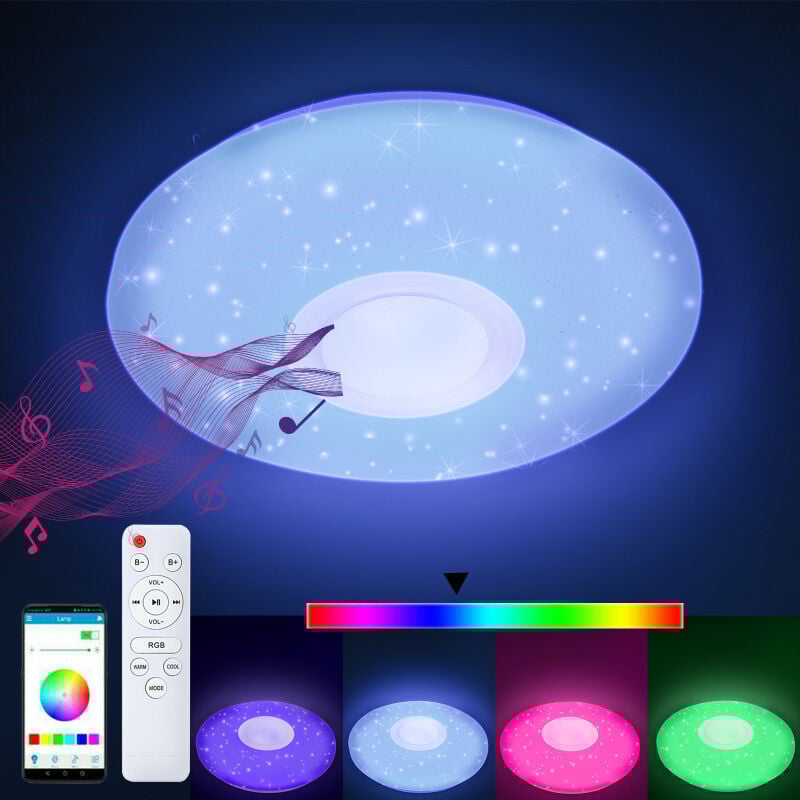 foto del prodotto swanew plafoniera led musica altoparlante bluetooth app plafoniera con telecomando 36w