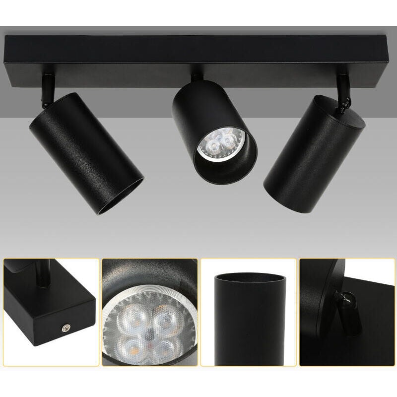 foto del prodotto swanew plafoniera plafoniere rotante a 3 luci lampada da parete moderna ultrasottile led faretto da soffitto