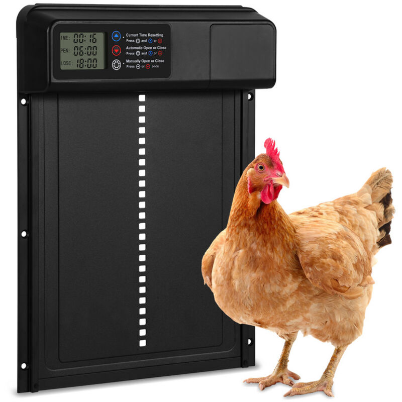 foto del prodotto swanew porta automatica per pollaio con timer antipizzicamento, lega di alluminio, impermeabile ipx4, led