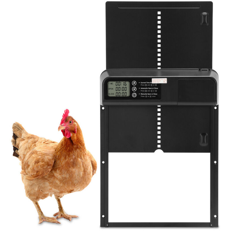 foto del prodotto swanew porta elettrica per galline con cursore apertura intelligente del pollaio modalit manuale e temporizzata ipx4 33x24 5cm