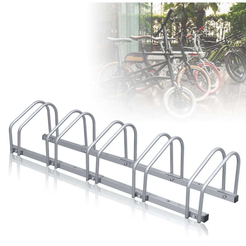 foto del prodotto swanew portabici per 5 biciclette, l.130 x l.32 x h.26 cm, portabici a pavimento e a parete
