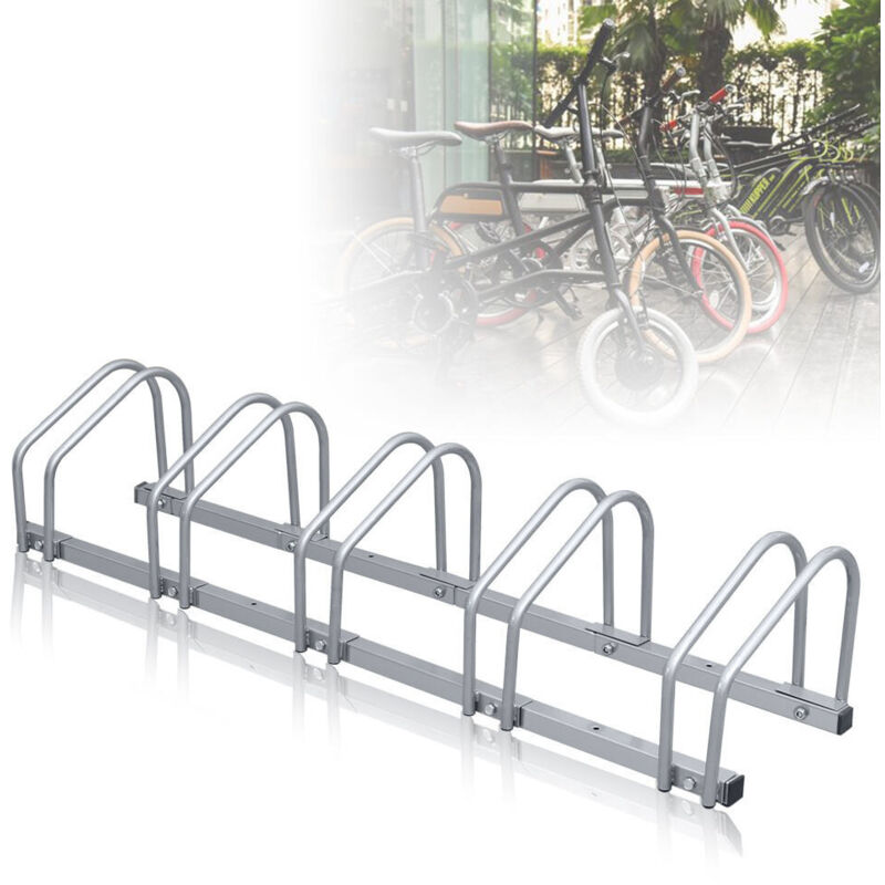 foto del prodotto swanew portabici per 6 bici, 160x32x26cm, portabici in acciaio zincato, fissaggio a pavimento parete, per pneumatici con larghezza da 3,5 a 5,5 cm,