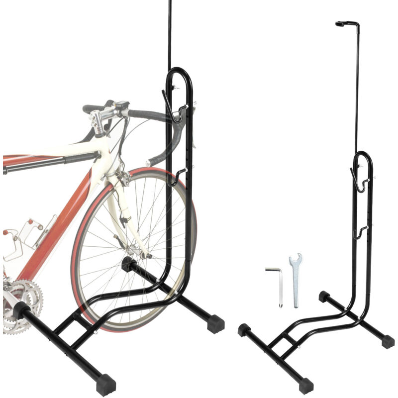 foto del prodotto swanew portabiciclette a pavimento per 2 bici. portabici da giardino o garage regolabile nero