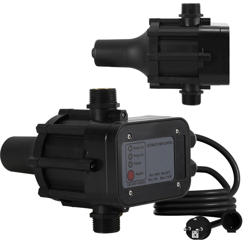 foto del prodotto swanew pressostato da giardino regolatore di pressione della pompa 10 bar max 1,1kw con cavo nero