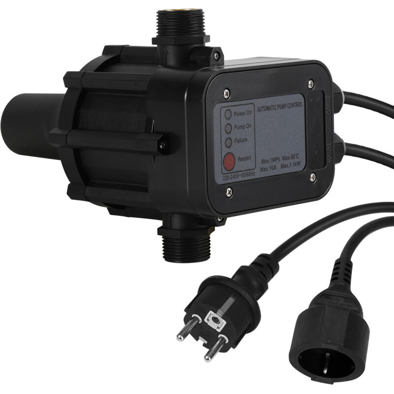 foto del prodotto swanew pressostato da giardino regolatore di pressione della pompa 10 bar max 1,1kw con cavo nero