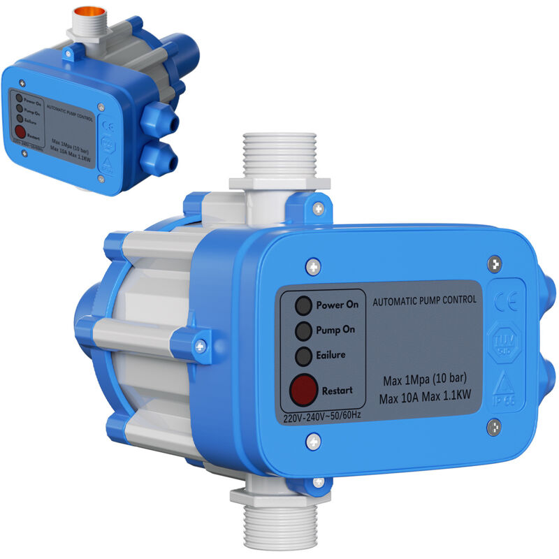 foto del prodotto swanew pressostato da giardino regolatore di pressione pompa 10 bar max 1,1kw senza cavo blu