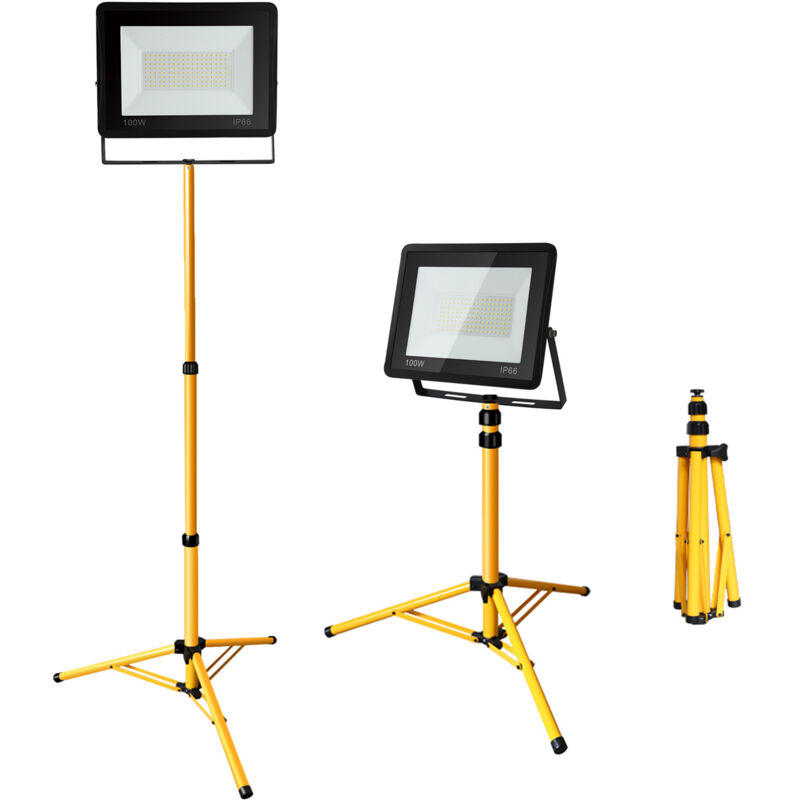 foto del prodotto swanew proiettore esterno led con treppiede. faretto esterno impermeabile giardino garage 100w bianco freddo