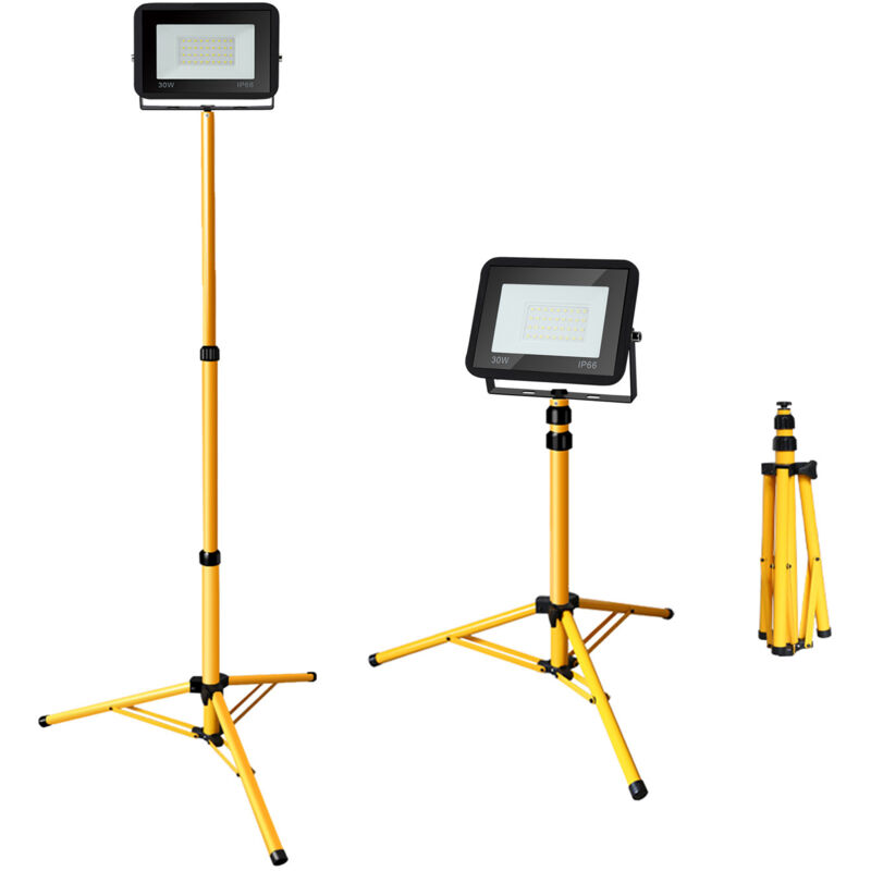 foto del prodotto swanew proiettore esterno led con treppiede. faretto esterno impermeabile giardino garage 30w bianco freddo