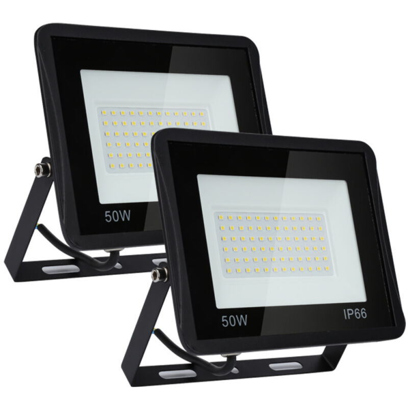 foto del prodotto swanew proiettori a led da esterno illuminazione di sicurezza spot da esterno impermeabile ip66 2x50w bianco freddo