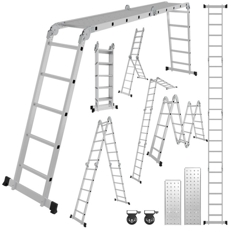 foto del prodotto swanew randaco scala pieghevole scala multiuso scala telescopica scala a telaio 4x5 582cm scala domestica scala in alluminio