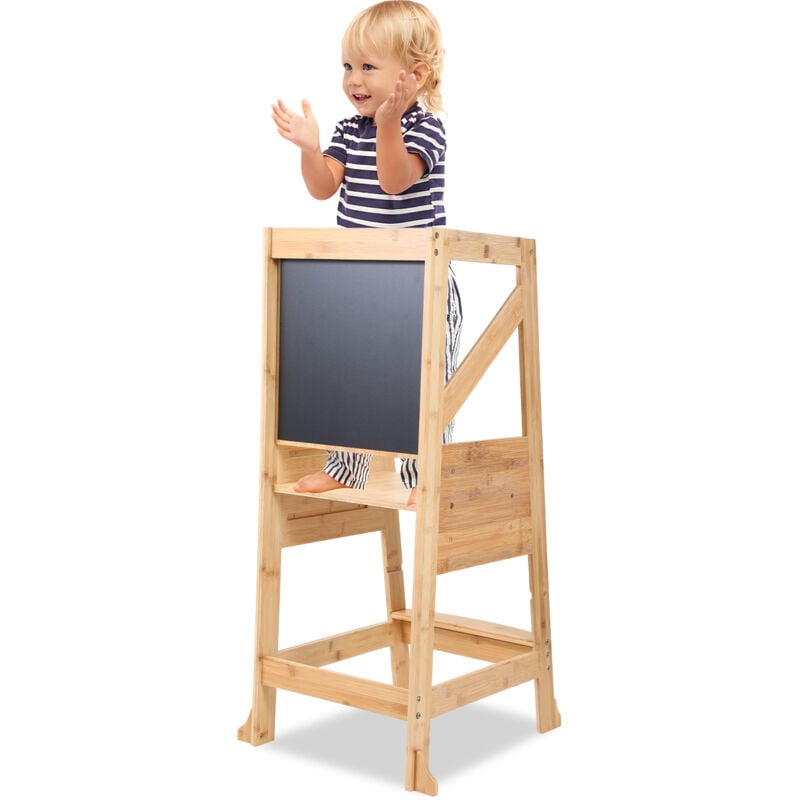 foto del prodotto swanew randaco torre di apprendimento in legno, torre di osservazione per bambini, sgabello baby step con lavagna 