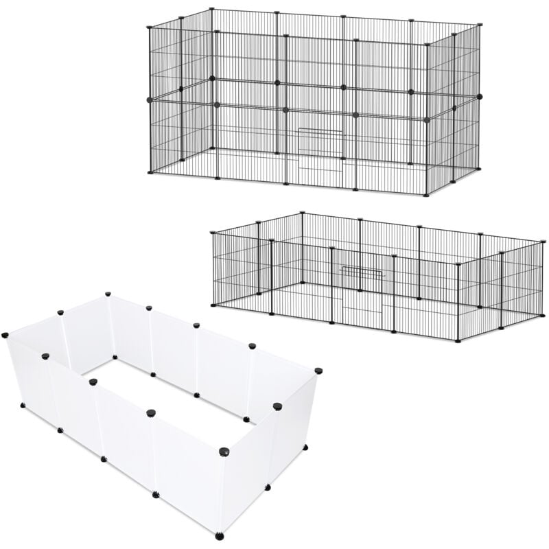 foto del prodotto swanew recinto da esterno recinto a rete playpen per conigli playpen gabbia per piccoli animali ruspanti recinto nero 110 x 110 x 47 cm