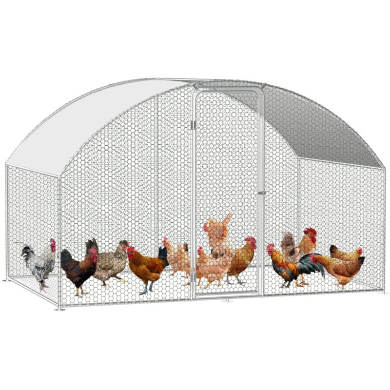 foto del prodotto swanew recinzione per pollaio acciaio zincato con recinzione in rete con serratura area coperta pollaio per piccoli animali 3 x 2 x 2 m 6 m cupola