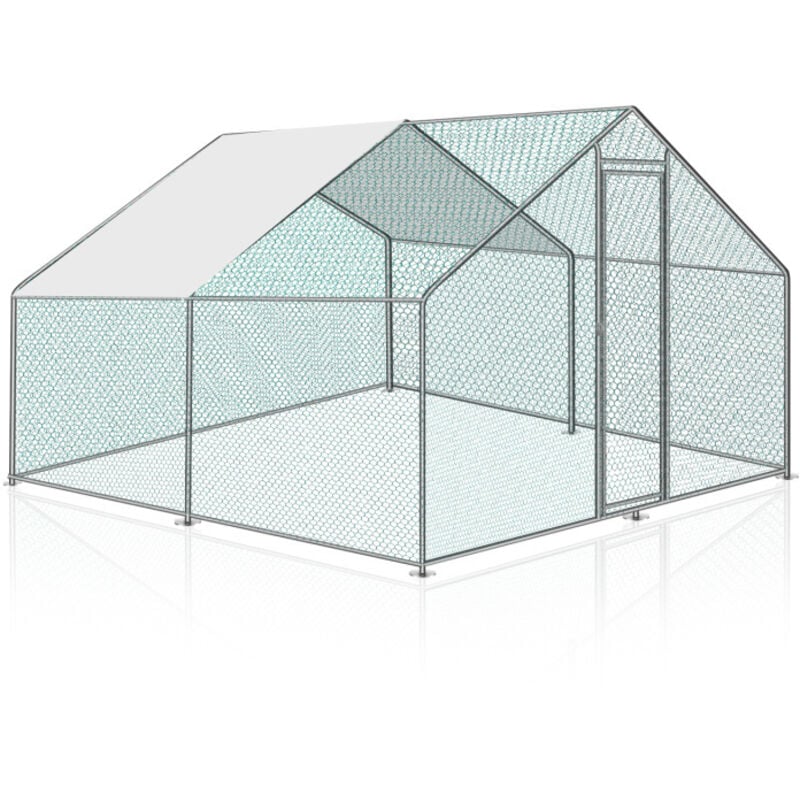 foto del prodotto swanew recinzione per pollaio acciaio zincato con recinzione in rete con serratura area coperta pollaio per piccoli animali 3 x 3 x 2 m 9 m 