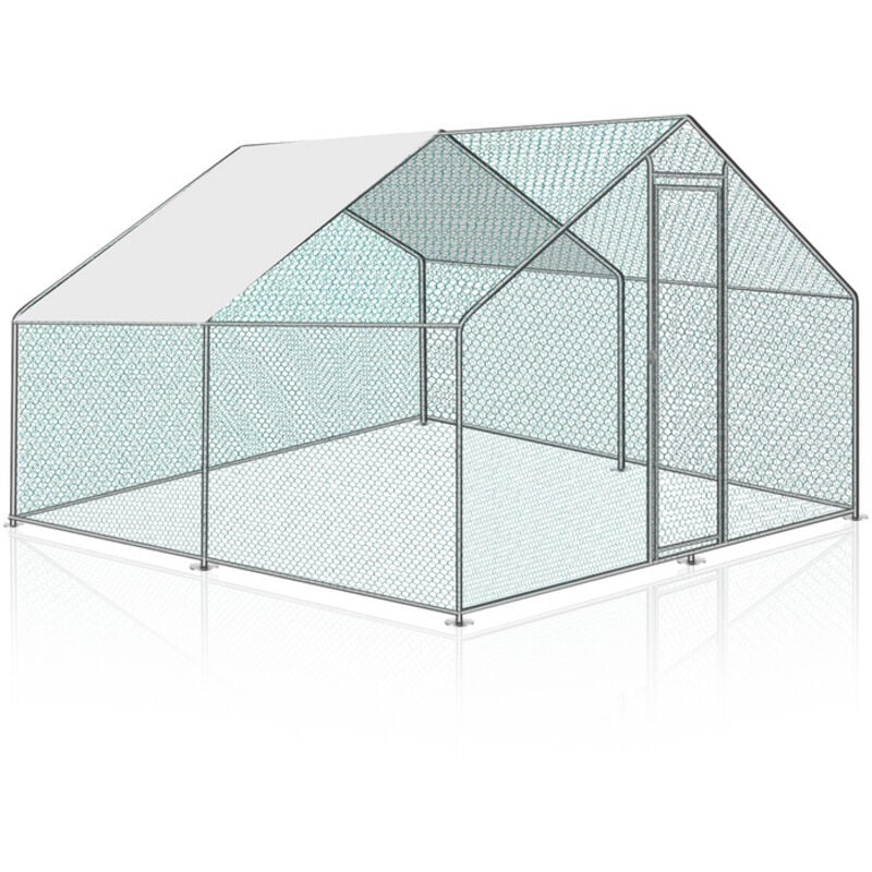 foto del prodotto swanew recinzione per pollaio acciaio zincato con recinzione in rete con serratura area coperta pollaio per piccoli animali 3 x 3 x 2 m 9 m 
