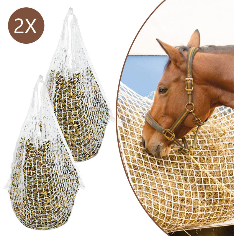 foto del prodotto swanew rete da fieno maglia bianca borsa da fieno a forma di fieno per tutta la giornata grande borsa per mangime con piccoli fori per cavalli 2