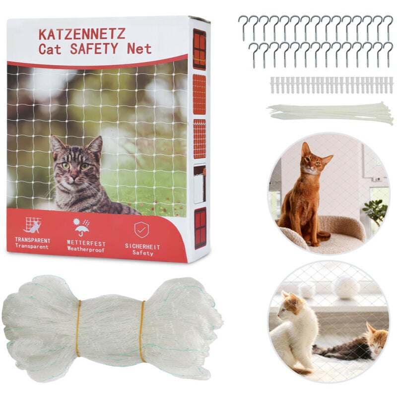 foto del prodotto swanew rete per gatti altri accessori per gatti rete di sicurezza rete per balconi rete per uccelli per gatti odtrasparente 3x8m