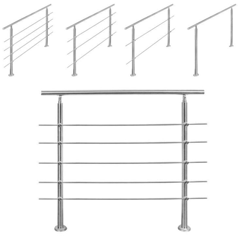 foto del prodotto swanew riducia per corrimano in acciaio inossidabile per scale di parapetto del balcone con senza montanti a croce 150 cm. 0 montanti incrociati 