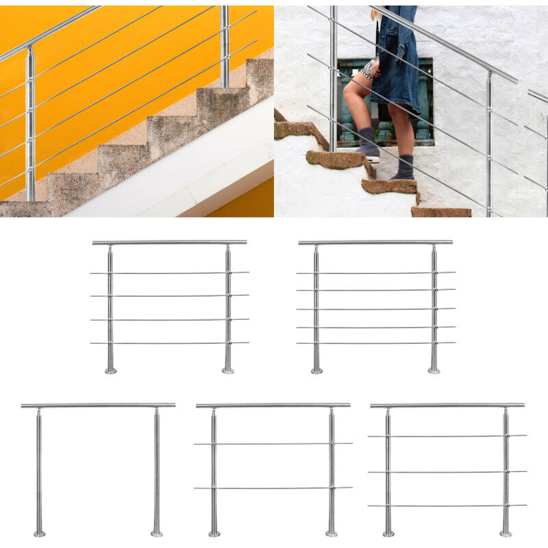 foto del prodotto swanew riducia per corrimano in acciaio inossidabile per scale di parapetto del balcone con senza montanti a croce 150 cm. 4 montanti a croce 