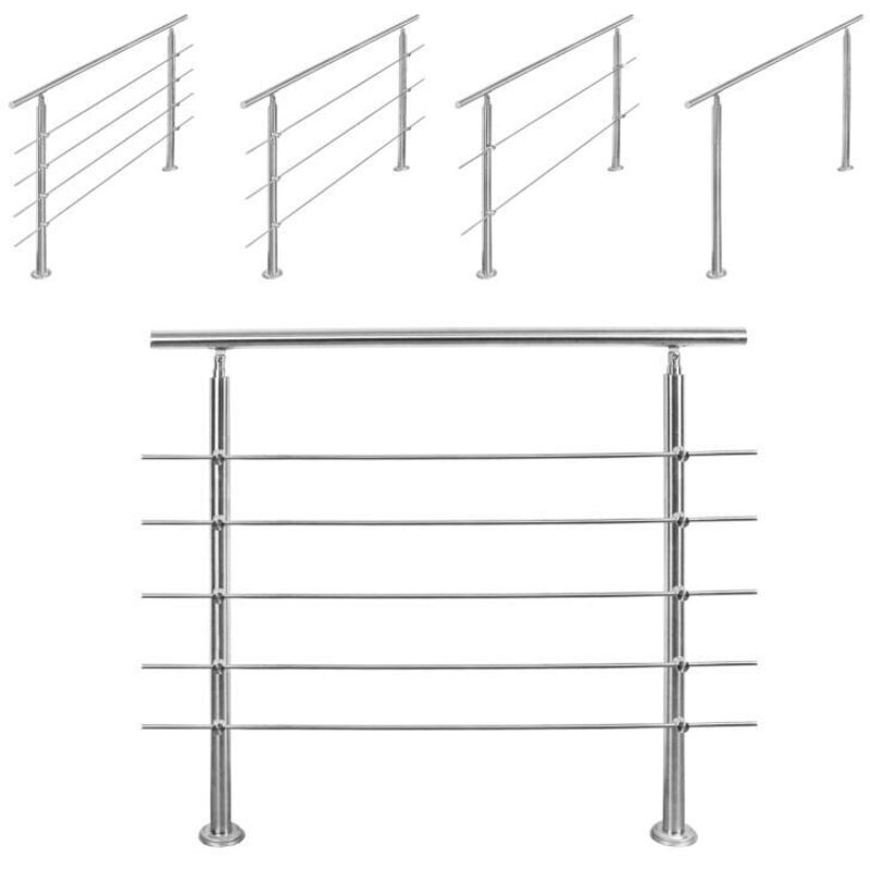 foto del prodotto swanew riducia per corrimano in acciaio inossidabile per scale di parapetto del balcone con senza montanti a croce 160 cm. 4 montanti a croce 
