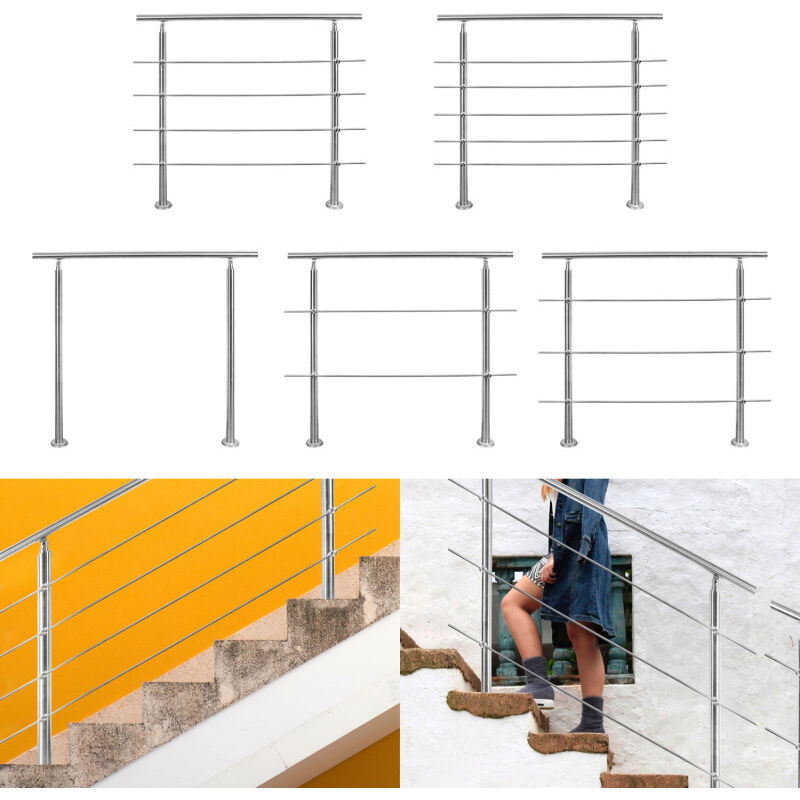 foto del prodotto swanew riducia per corrimano in acciaio inossidabile per scale di parapetto del balcone con senza montanti a croce 80 cm. 3 montanti a croce 