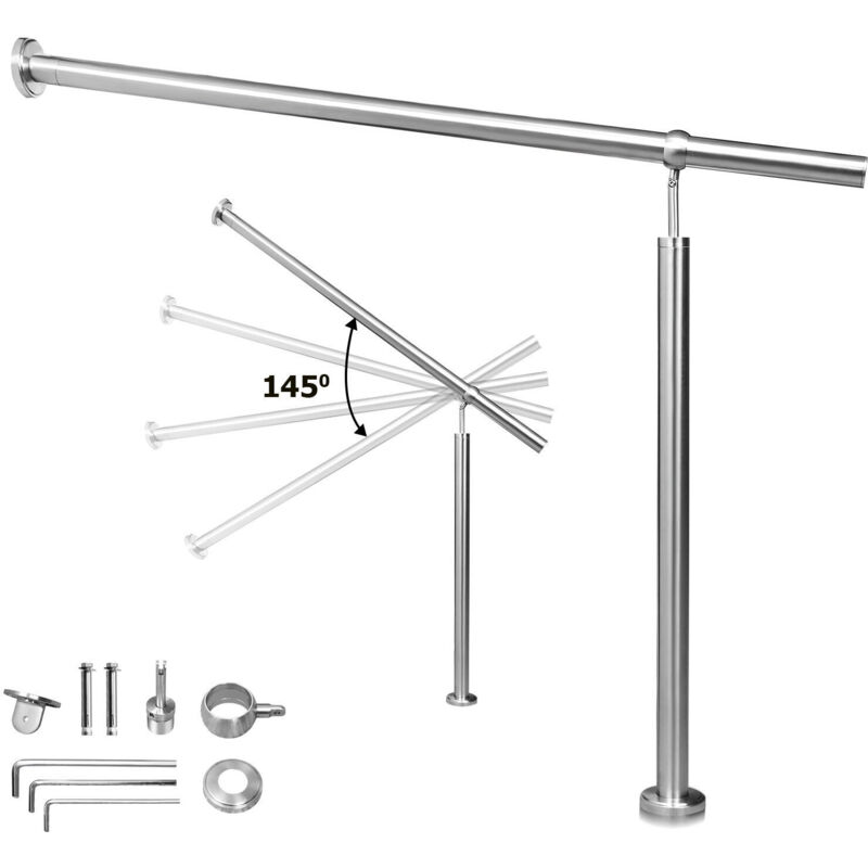 foto del prodotto swanew ringhiera d ingresso in acciaio inox 120 cm ringhiera per interni ed esterni corrimano da parete montaggio laterale angolo regolabile