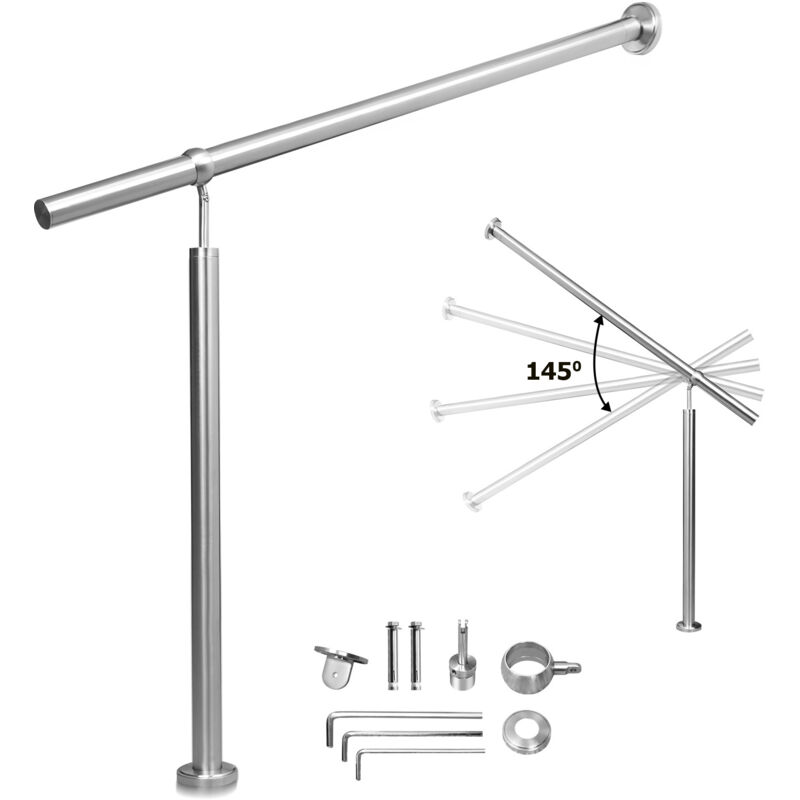 foto del prodotto swanew ringhiera d ingresso in acciaio inox 150 cm ringhiera per interni ed esterni corrimano da parete montaggio laterale angolo regolabile