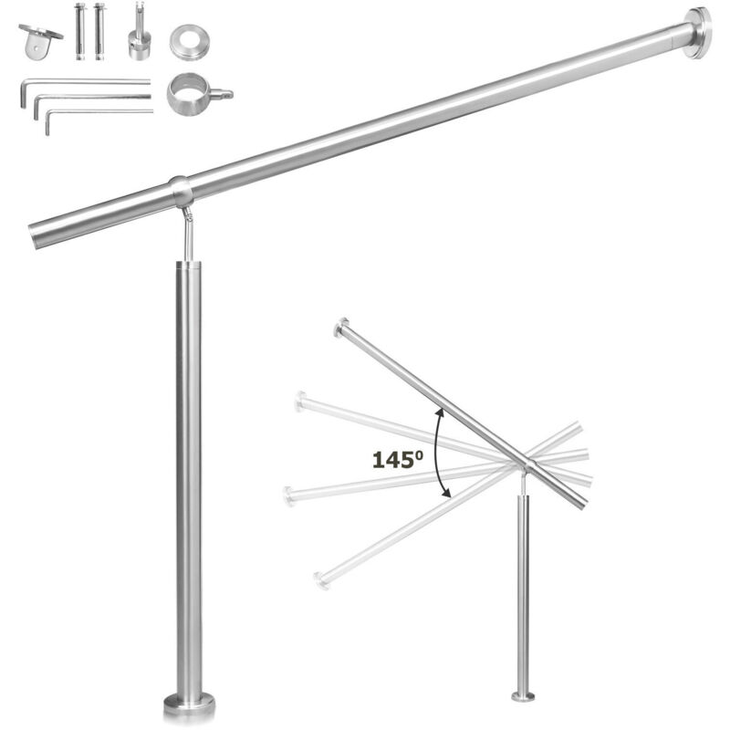 foto del prodotto swanew ringhiera d ingresso in acciaio inox 160 cm ringhiera per interni ed esterni corrimano da parete montaggio laterale angolo regolabile