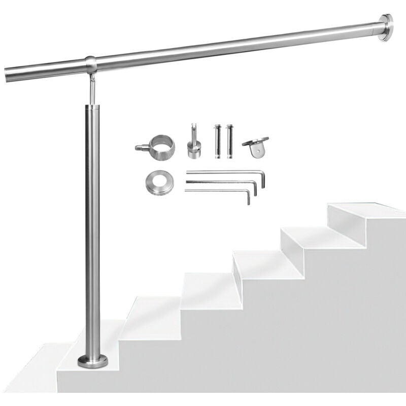 foto del prodotto swanew ringhiera d ingresso in acciaio inox 180 cm ringhiera per interni ed esterni corrimano da parete montaggio laterale angolo regolabile