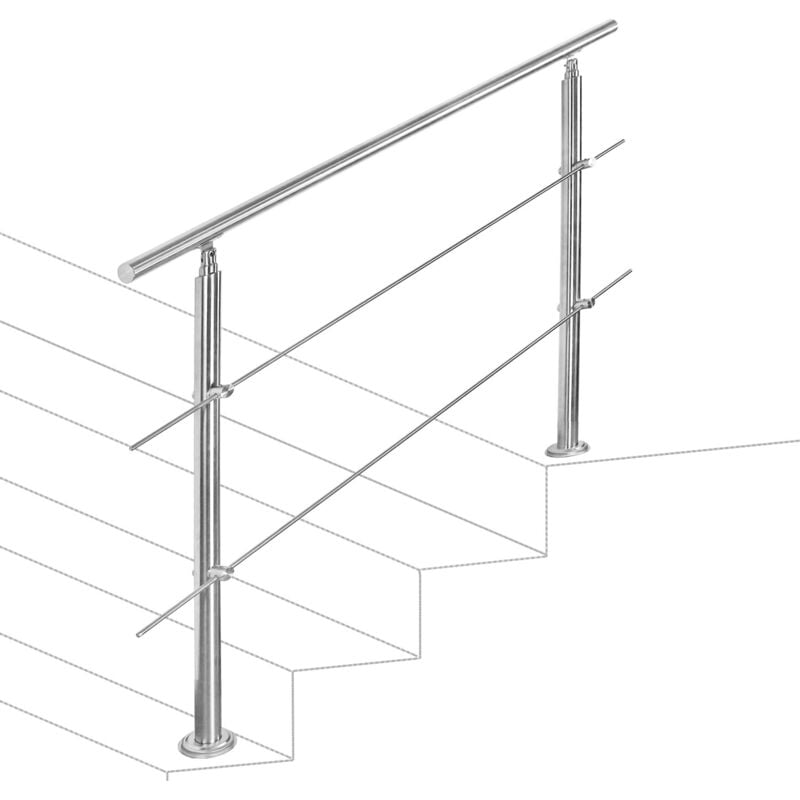 foto del prodotto swanew ringhiera in acciaio inox per scale esterne set giardino balcone balaustra 100 cm, 2 traverse