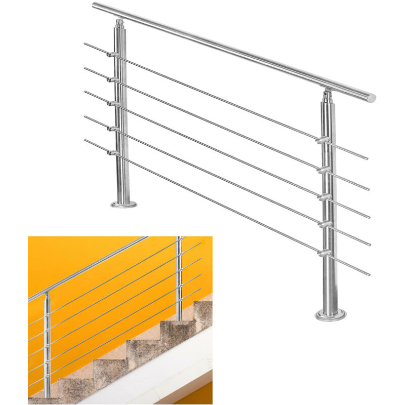 foto del prodotto swanew ringhiera in acciaio inox per scale esterne set giardino balcone balaustra 100 cm, 5 traverse