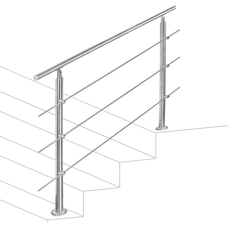 foto del prodotto swanew ringhiera in acciaio inox per scale esterne set giardino balcone balaustra 120 cm, 3 traverse