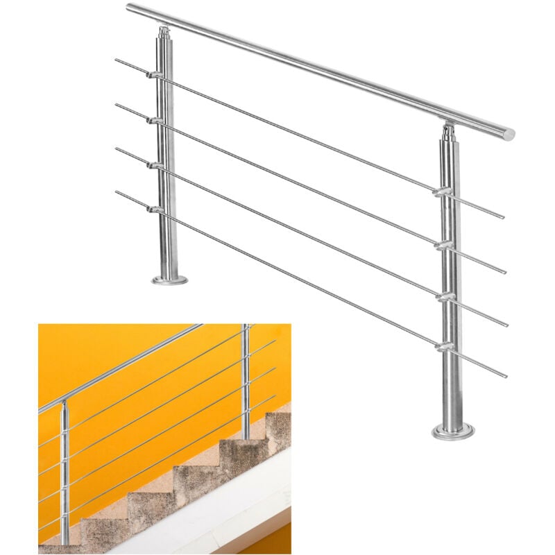 foto del prodotto swanew ringhiera in acciaio inox per scale esterne set giardino balcone balaustra 120 cm, 4 traverse