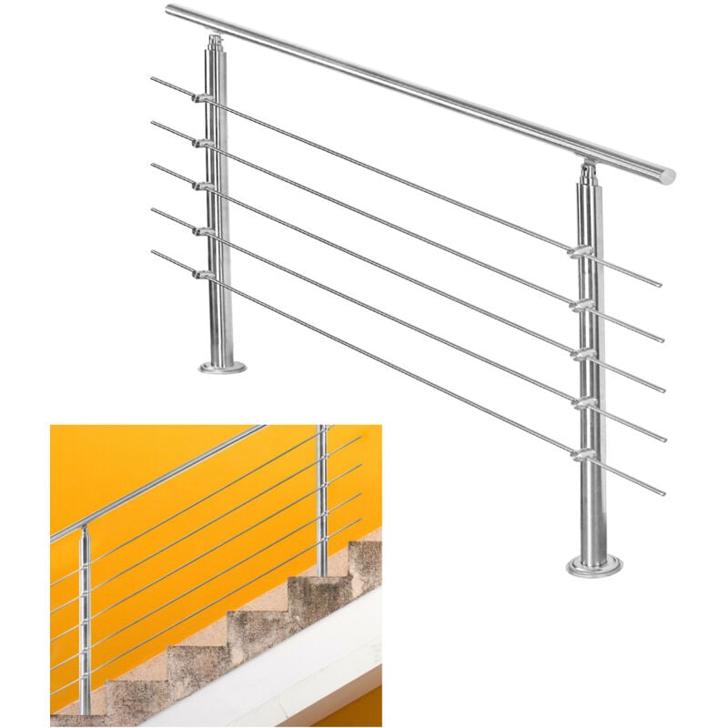 foto del prodotto swanew ringhiera in acciaio inox per scale esterne set giardino balcone balaustra 120 cm, 5 traverse