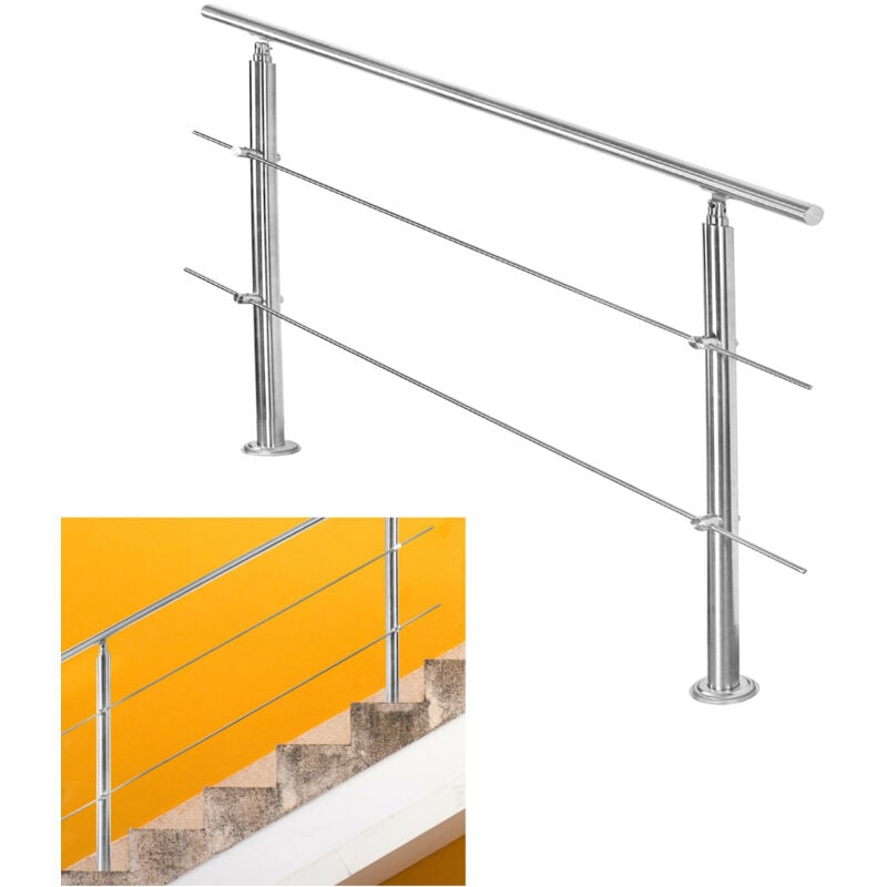 foto del prodotto swanew ringhiera in acciaio inox per scale esterne set giardino balcone balaustra 80 cm, 2 traverse