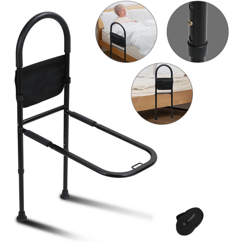 foto del prodotto swanew ringhiera per letto ausilio di rialzo per letto ausili per anziani regolabile 83-113 cm antiscivolo con borsa di custodia