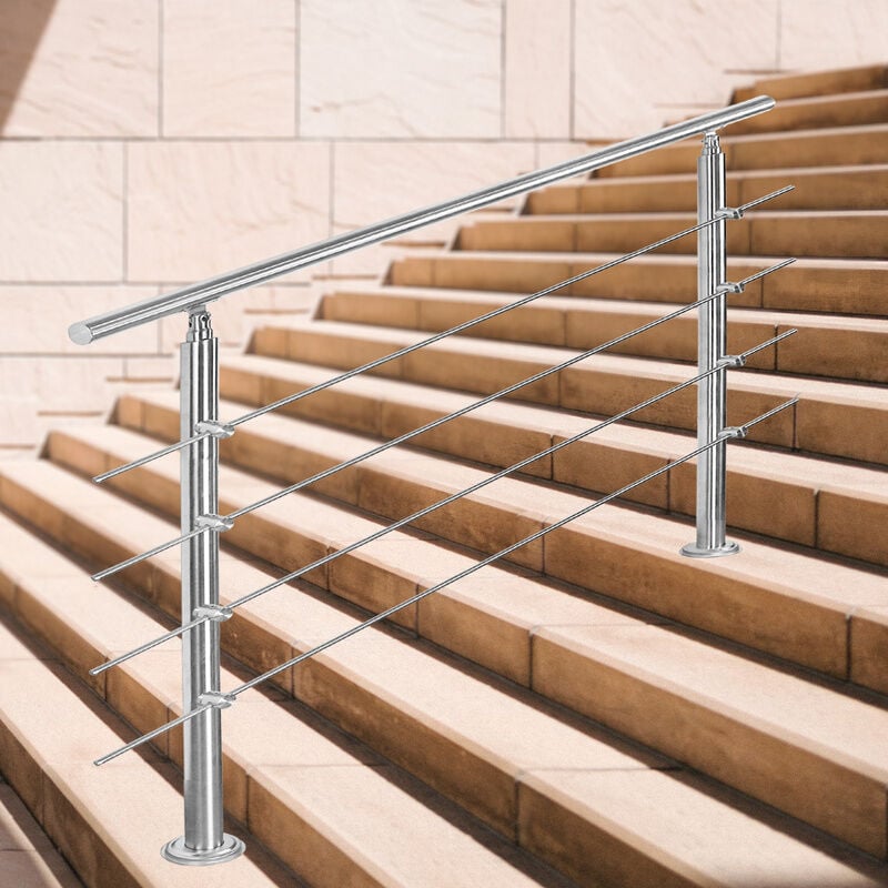immagine 0 del prodotto swanew ringhiera per scale acciaio inossidabile spazzolato corrimano scala 160cm 4 traverse
