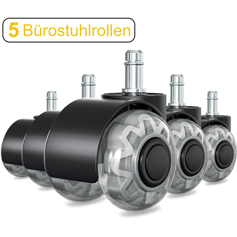 foto del prodotto swanew rotelle per sedie 5 pezzi rotelle per sedie da ufficio rotazione di 360 gradi resistente ai graffi piacevole e silenzioso 11x22mm rotelle per