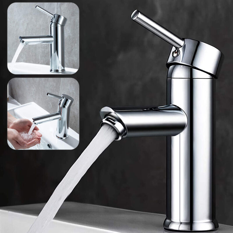 foto del prodotto swanew rubinetto miscelatore bagno casa lavabo lavandino silver cromato freddo e caldo con monocomando cromo