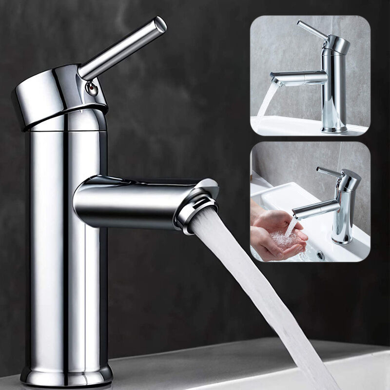 foto del prodotto swanew rubinetto per lavabo da bagno con maniglia quadrata in ottone rubinetto miscelatore per lavabo e vasca a freddo e caldo con monocomando cromo