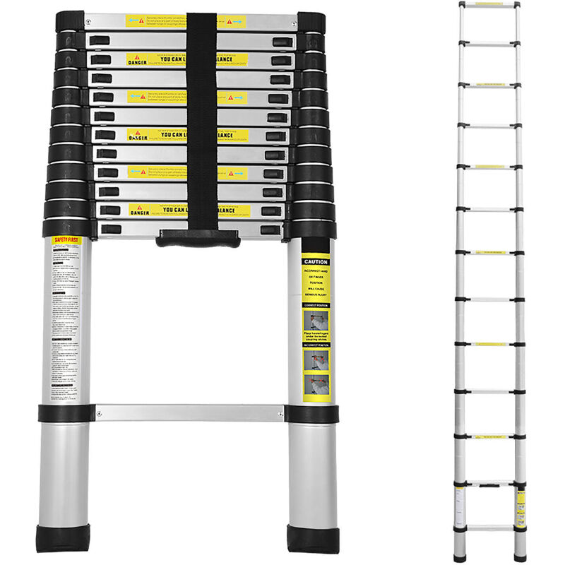 foto del prodotto swanew scala telescopica 3.8m scala multifunzionale in alluminio scala semplice scala polivalente scala estensibile scalable in alta qualit 150kg