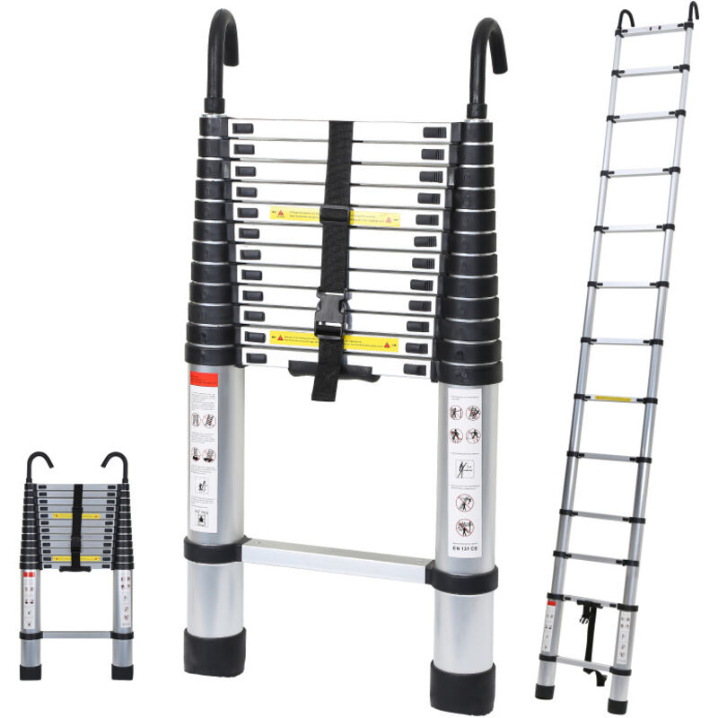 foto del prodotto swanew scala telescopica 3.8m silber scala telescopica pieghevole con naselloscala singola diritta carico massimo 150 kg