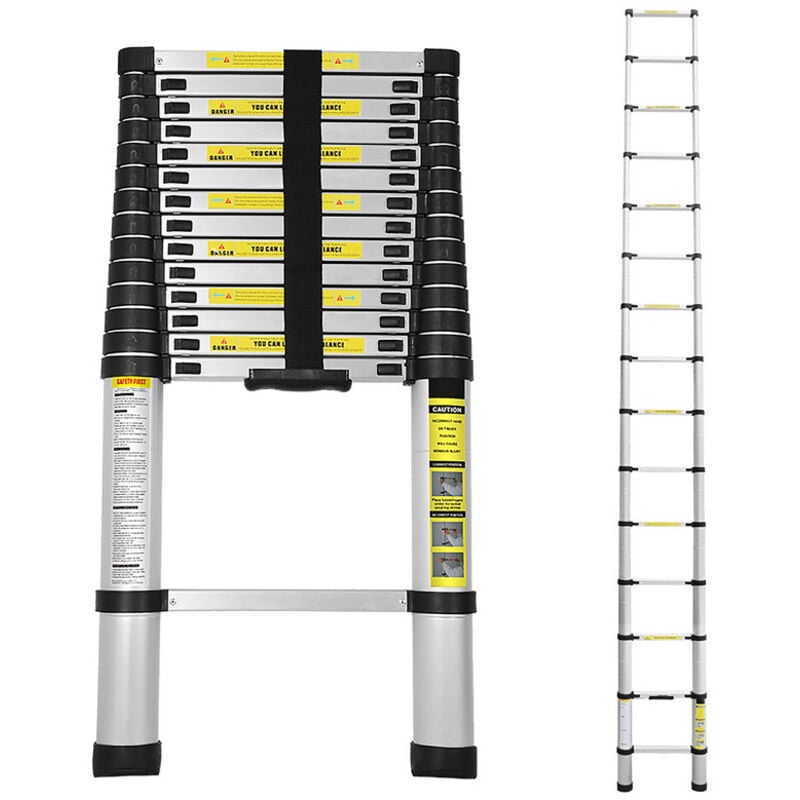 foto del prodotto swanew scala telescopica 4.4m silber scala telescopica pieghevole. estensibile scala singola dritta. carico massimo 150 kg