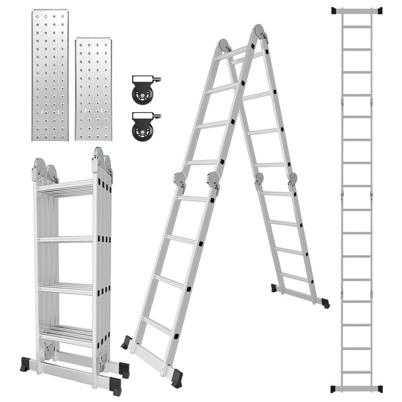 foto del prodotto swanew scala telescopica 4x4 livello ruota tavola scala in alluminio scala estraibile antiscivolo scala allungabile allungabile