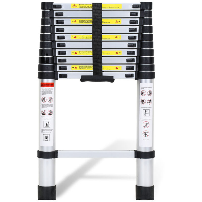 foto del prodotto swanew scala telescopica da 3,8 m scala scorrevole in alluminio argento scala inclinata antiscivolo scala di estensione allungabile