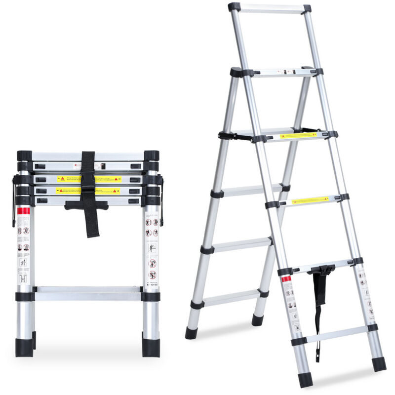 foto del prodotto swanew scala telescopica fino a 150 kg stabile scala multiuso in alluminio 1.4m 1.7m
