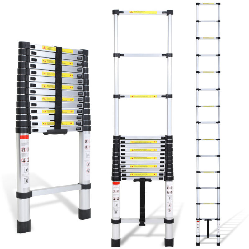 foto del prodotto swanew scala telescopica fino a 150 kg stabile scaletta multifunzione in alluminio 3,2 m