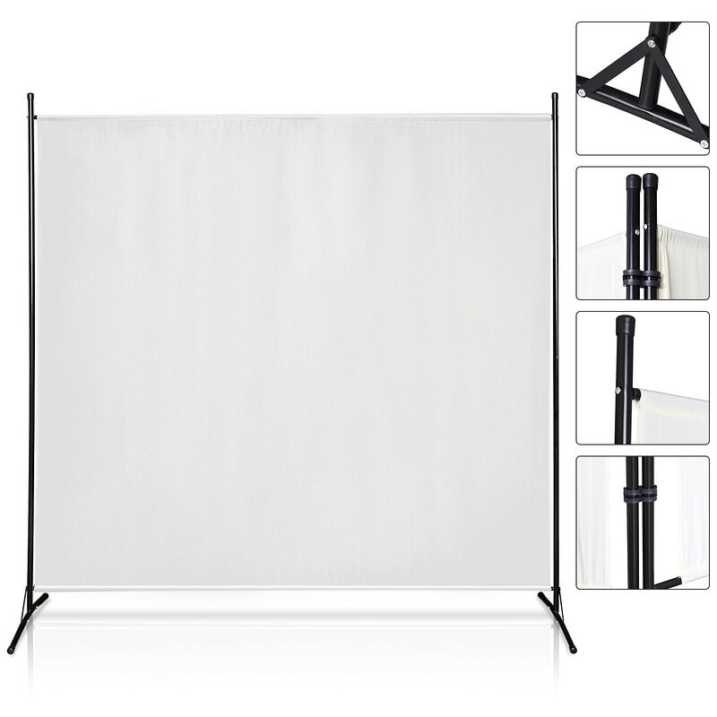 foto del prodotto swanew schermo pieghevole su supporto divisorio per ambienti schermo per giardino divisorio 1 pannelli 180x180cm beige
